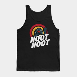 Noot Noot Funny Penguin Meme Vintage Rainbow Distressed Tank Top